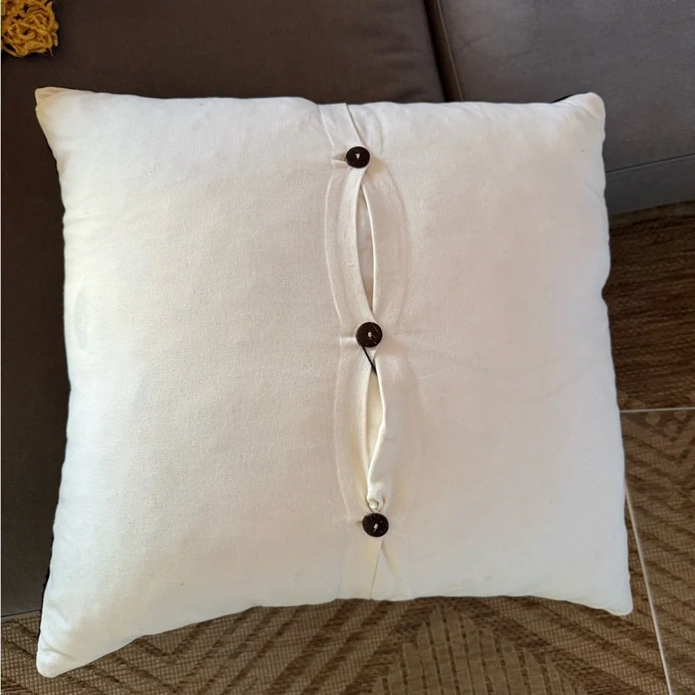 West Elm Black and Cream Geometric Pillow
